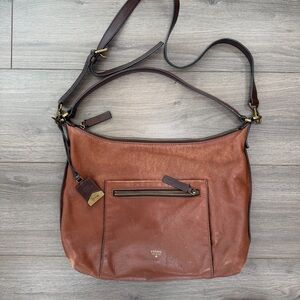 Fossil vickery Brown Leather Crossbody Bag-vintage